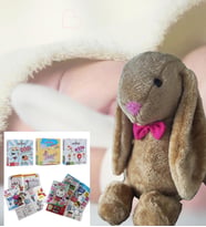 Uyku Arkadaşım PAPYONLU Uzun Kulak 65 cm Peluş Tavşan ve Eğitici Eğlenceli Etkinlik SETİ (Kahverengi)