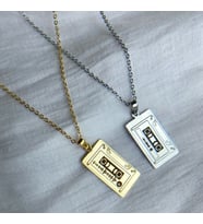 Kişiye Özel 925 Ayar Gümüş  Kaset Tasarım Spotify Kolye (Gold)