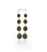 Kadir Jewellery 22 Ayar Altına Kaplama Kadın Sallantılı Küpe -El İşçiliği Ve Hipoalerjenik Küpe (Siyah)