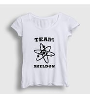 Presmono Kadın Sarı Team Sheldon The Big Bang Theory T-Shirt 181693tt (Beyaz)