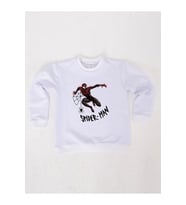 Spiderman baskılı örümcek adam pamuklu kumaş çocuk sweatshirt (Beyaz)