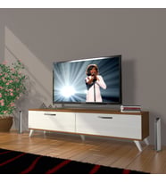 Decoraktiv Eko 140 Slm Std Retro Tv Ünitesi Tv Sehpası (Beyaz - Kahverengi)