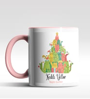 Kişiye Özel Kedili Yıllar Tasarımlı Siyah Kupa (Pembe)