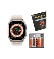 Watch 8 Ultra 10 Kordonlu Silikon Koruyuculu Bluetooth Arama ve Sosyal Medya Bildirim Destekli 49 mm Akıllı Saat (Turuncu)