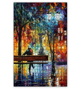 Cakapuzzle Bankta Yalnız Yağlıboya Puzzle Yapboz MDF (Ahşap) (1000 Parça)
