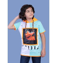 Toontoy Erkek Çocuk Garni Detaylı Baskılı Tişört (Su Yeşili)