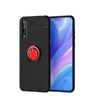 Huawei P Smart S (Y8P) Kılıf Yüzüklü Magnetli Ravel Case (Siyah-Kırmızı)
