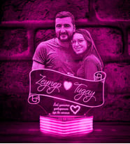 Kişiye Özel Sevgiliye Hediye Fotoğraflı 3D Lamba (Pembe)