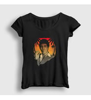 Presmono Kadın Beyaz Hawaii Film Scarface T-Shirt 250857tt (Siyah)