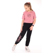 Toontoy Kız Çocuk Style Baskılı Eşofman Takım (Gül Kurusu)