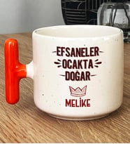 Kişiye Özel Efsaneler Ocakta Doğar Hediye T Kupa Bardak Doğum Günü Hediyesi (Turuncu)