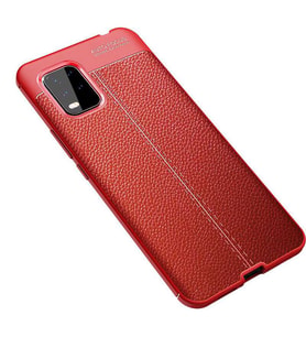 Xiaomi Mi 10 Lite Kılıf Deri Tarzı Niss Silikon Case (Kırmızı)