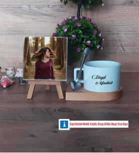 İsme Özel Fotoğraflı Dekoratif Taş, Kupa Bardak Beyaz Hediye (Model 8)