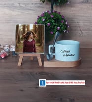 İsme Özel Fotoğraflı Dekoratif Taş, Kupa Bardak Beyaz Hediye (Model 8)