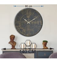 Markakanvas Gri Metal Kasalı Duvar Saati  (Çap 50 cm - 80 cm ) (Siyah-Altın)