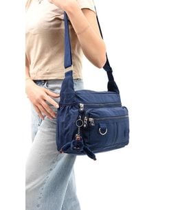 Klinkır Kadın Postacı Çanta Çok Cepli Çapraz Askılı Yağmura Dayanıklı Hafif Kumaş 30*23 Cm Omuz Çantası (Lacivert)