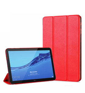 Huawei Mediapad T3 10 Kılıf Slim Translucent Back Smart Cover (Kırmızı)