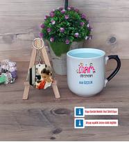 Öğretmenler Günü Hediyesi Kupa Bardak Beyaz ve Fotoğraflı Ahşap Anahtarlık Hediye (Model 10)