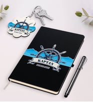BK Gift Kişiye Özel Kaptan Beyaz Defter Kalem Ve Anahtarlık Hediye Seti-9 (Model 2)