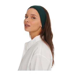 Spor Saç Bantları - Elastik Kaymaz İnce Saç Ter Kafa Bandı Bandana, Kadın & Erkek Koşu Fitness Yoga Pilates Makyaj Yüz Yıkama Atletik Egzersiz Saç Bandı (Koyu Yeşil)