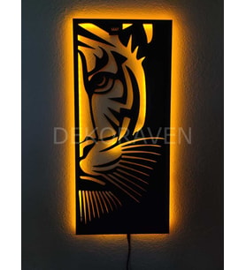 Kaplan Led Işıklı Tablo (Sarı)