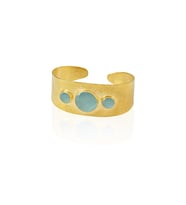 Kadir Jewellery 22 Ayar Altın Kaplama El İşçiliği Zirkon Taşlı Kadın Kelepçe Bilezik (Açık Mavi)