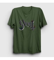 Presmono Unisex Sarı Logo Ghost T-Shirt 51983tt (Haki)