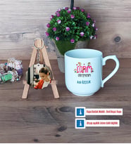 Öğretmenler Günü Hediyesi Kupa Bardak Beyaz ve Fotoğraflı Ahşap Anahtarlık Hediye (Model 5)