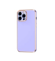 Apple iPhone 12 Pro Max Kılıf Kenarları Gold Kamera Korumalı Renkli Pastel Silikon Siyah BARK (Mor)