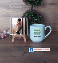 Petrol ve Doğalgaz Mühendisi Fotoğraflı Dekoratif Taş, Kupa Bardak Beyaz Hediye (Model 5)