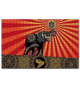 Cakapuzzle Fil, Kuş ve Tribal Desenler Puzzle Yapboz MDF (Ahşap) (255 Parça)