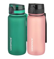 Uzspace 2'li Tritan Matara Seti 650 ml 14 Farklı Renk Seçeneği FiftyFifty (Mint Yeşili - Somon Pembe)