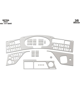Meriç® Setra S 417 HDH Ön Torpido Kaplama Maun 35 Parça 2002-› (Alüminyum)