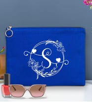 BK Gift Kişiye Özel Harfli Astarlı Portföy Çanta 30x21cm(12 Renk Seçeneği), Baskılı El Çantası, Organizer Çanta (Mavi)