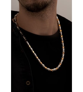 Erkek Kolye - Boru Model Çelik Erkek Kolye - 316 L Paslanmaz Çelik Kolye 52132566489462 52132546896631 (Gold)