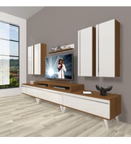Decoraktiv Ekoflex 8d Mdf Retro Tv Ünitesi Tv Sehpası (Beyaz - Kahverengi)
