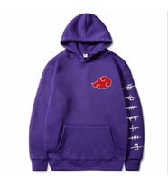 AMOR MAN ÖZEL TASARIM KAPÜŞONLU JAPON ANİME BULUT BASKILI OVERSİZE ERKEK SWEATSHIRT (Mor)