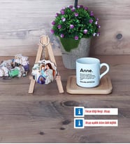 Anneye Hediye Türk Kahvesi Fincanı Ahşap Altlıklı ve Fotoğraflı Ahşap Anahtarlık Hediye (Model 1)