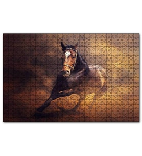 Cakapuzzle Fırtına İçinde Kahve Rengi At Görseli  Puzzle Yapboz MDF (Ahşap) (1000 Parça)