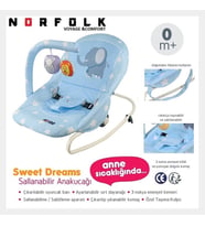Norfolk Sweet Dreams Oyuncaklı Ev Tipi Ana Kucağı Ana Dizi - Tam Yatarlı - Kademeli Sırt Ayarı (Mavi)