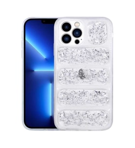 Uyumlu Model Apple iPhone 13 Pro Max Kılıf Kamera Korumalı Simli Airbag'li Dalga Kapak (Gümüş)