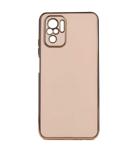 Xiaomi Redmi Note 10S Kılıf Kamera Korumalı Altın Kenar Tasarım Silikon (Rose)