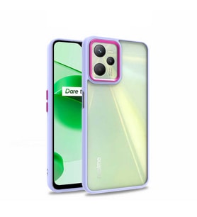 Realme C35 Kılıf Case, Kamera Lens Korumalı Elektroplatin Kaplama Sert PC Koruyucu Colourful Platinum Serisi (Lila)