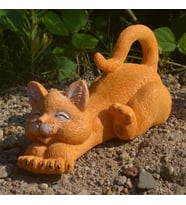 Dekoratif Sevimli Mutlu Kedi Biblo Kedi Heykeli Ev Dekoru (Turuncu)