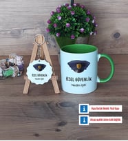 Özel Güvenlik Görevlisi Kupa Bardak Kırmızı ve Ahşap Anahtarlık Hediye (Model 13)