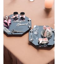 Affinity Sekizgen Gümüş Söz ve Nişan Tepsisi ile Damat Kahve Fincan Tepsisi (Pembe)