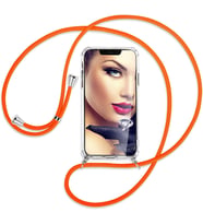 Samsung Galaxy J7 Prime 2 Kılıf Boyun Omuz Askılı iPli Anti Şok Köşe Korumalı Şeffaf Silikon (Turuncu)