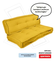 XPERMATE Bisküvi Minder Petek Önü Palet Üstü Minderi Fransız Minder Bank ve Bahçe Minderi 60X120x14 cm (Sarı)