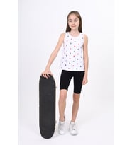 Toontoy Kız Çocuk Baskılı Atlet (Beyaz)