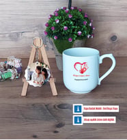 Anneye Hediye Kupa Bardak Beyaz ve Fotoğraflı Ahşap Anahtarlık Hediye (Model 5)